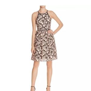 Aqua Pink lace floral halter dress